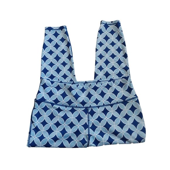 Crown & Ivy Blue Stretch  Flower Ankle Workout Leggings Size XL - Picture 3 of 10